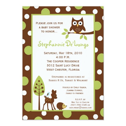 5x7 Forrest Woodland Animal Baby Shower Invitation | Zazzle