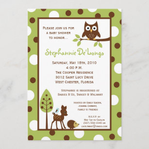 5x7 Forrest Woodland Animal Baby Shower Invitation