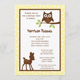 5x7 Forrest Woodland Animal Birthday Invitation