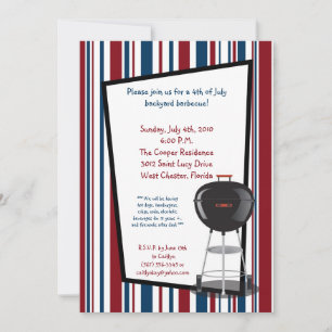 5x7 Fourth 4th of July Party Barbecue Invitation