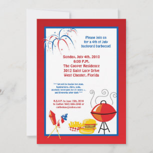 5x7 Fourth 4th of July Party Barbecue Invitation