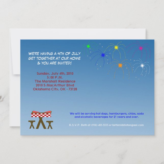 5x7 Fourth 4th of July Party Barbecue Invitation (Front)