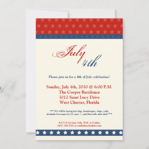5x7 Fourth 4th of July Party Celebratio Invitation