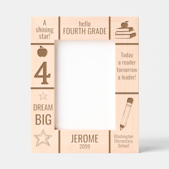 5x7 FOURTH GRADE Elementary School Photo Custom Engraved Frames (Front)