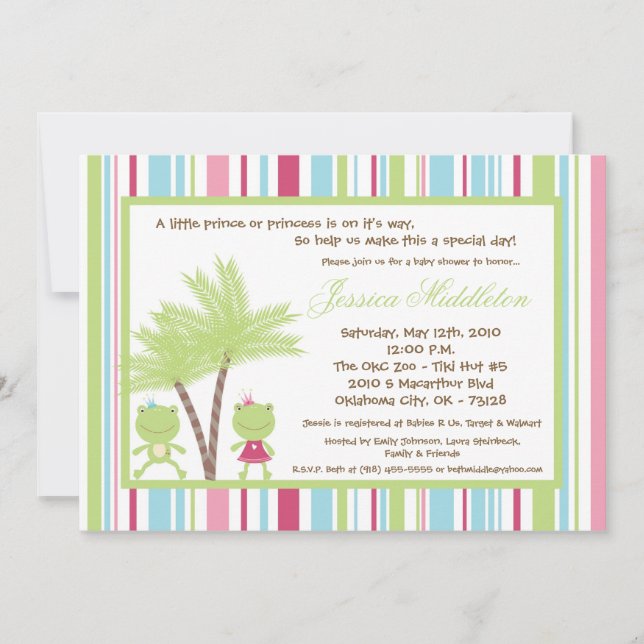 5x7 Frog Prince Princess Baby Shower Invitation (Front)