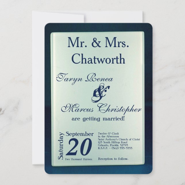 5x7 Frosted Glass Mirror Modern Wedding Invitation (Front)