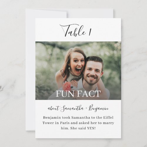 5x7 Fun Facts Photo Wedding Table Numbers