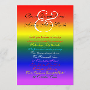 5x7 Gay Wedding Rainbow LGBT Pride Basic Paper Invitation