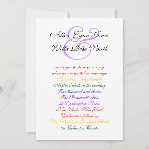 5x7 Gay Wedding Rainbow LGBT Pride Basic Paper Custom Announcements