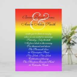 5x7 Gay Wedding Rainbow LGBT Pride Basic Paper Invitation | Zazzle