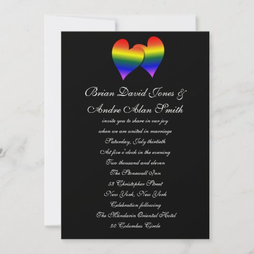 5x7 Gay Wedding Rainbow LGBT Pride Metallic Paper Invitations