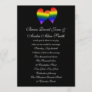 5x7 Gay Wedding Rainbow LGBT Pride Metallic Paper Invitation