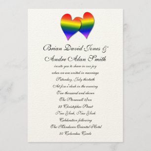 5x7 Gay Wedding Rainbow LGBT PrideTextured Paper Invitation