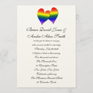 5x7 Gay Wedding Rainbow LGBT PrideTextured Paper Invitation