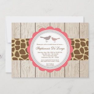 5x7 Giraffe Bird Couple Bridal Shower Invitation