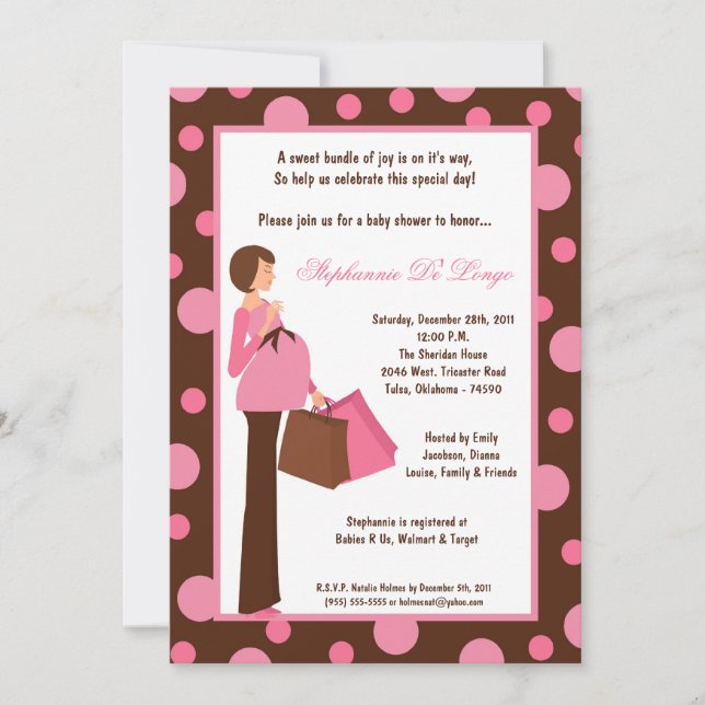 5x7 Girl Pink Modern Mom Baby Shower Invitation (Front)