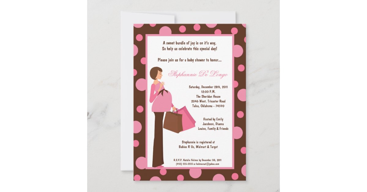 5x7 Girl Pink Modern Mom Baby Shower Invitation | Zazzle