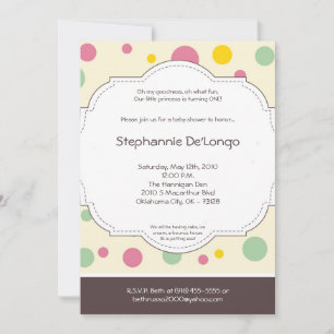 5x7 Girl Pink Polkadot Poke Birthday Invitation