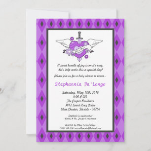 5x7 Girl Punk Rock Tattoo Baby Shower Invitation