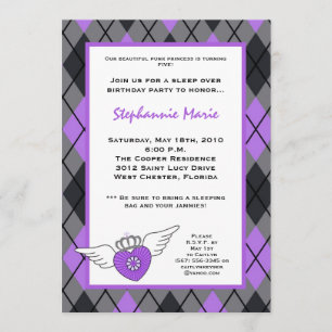 5x7 Girl Punk Tattoo EMO Birthday Party Invitation