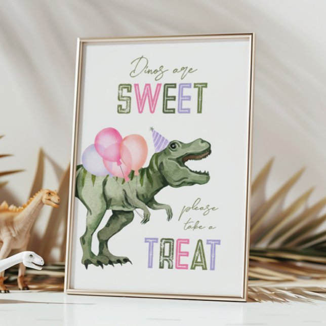 5x7 Girl's Dinosaur Treat Sign Card  (Creator Uploaded)