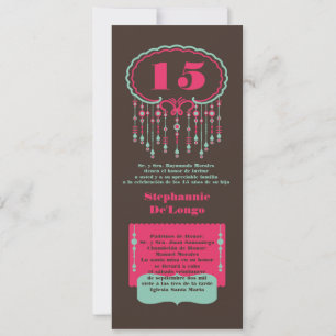 5x7 Girly Ornate Quinceanera Birthday Invitation