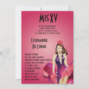 5x7 Glamor Girl Quinceanera Birthday Invitation