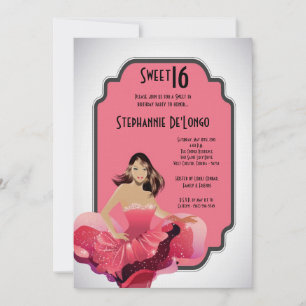 5x7 Glamour Girl Sweet 16 Birthday Invitation