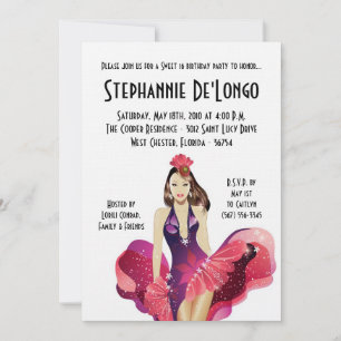 5x7 Glamour Girl Sweet 16 Birthday Invitation