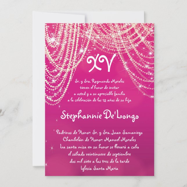 5x7 Glitz Glimmer Quinceanera Birthday Invitation (Front)