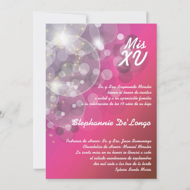5x7 Glitz Glimmer Quinceanera Birthday Invitation (Front)