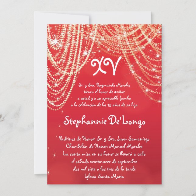 5x7 Glitz Glimmer Quinceanera Birthday Invitation (Front)