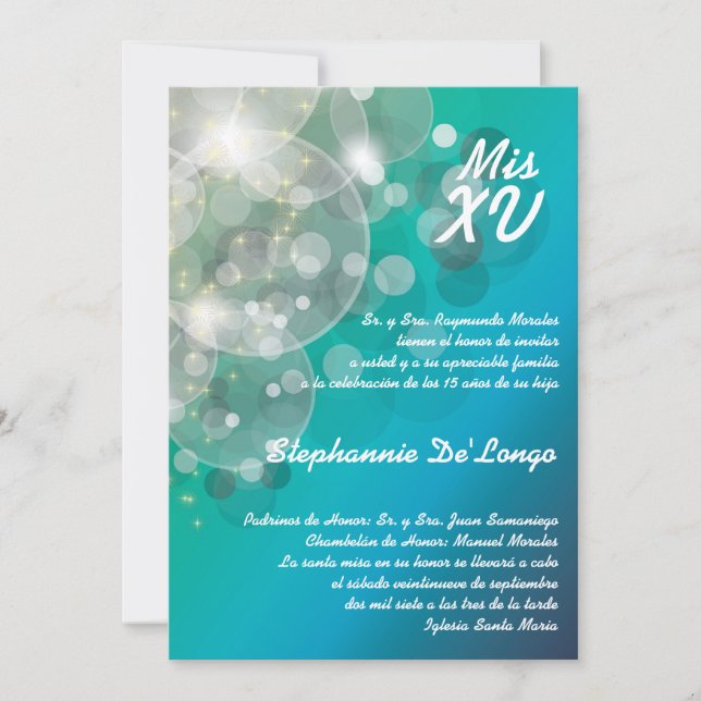5x7 Glitz Glimmer Quinceanera Birthday Invitation (Front)