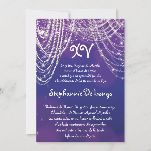 5x7 Glitz Glimmer Quinceanera Birthday Invitation (Front)
