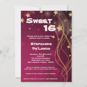 5x7 Glitz Glitter Sweet 16 Birthday Invitation