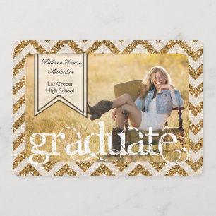 5x7 Gold Glitter Chevron Strip Senior Announcement