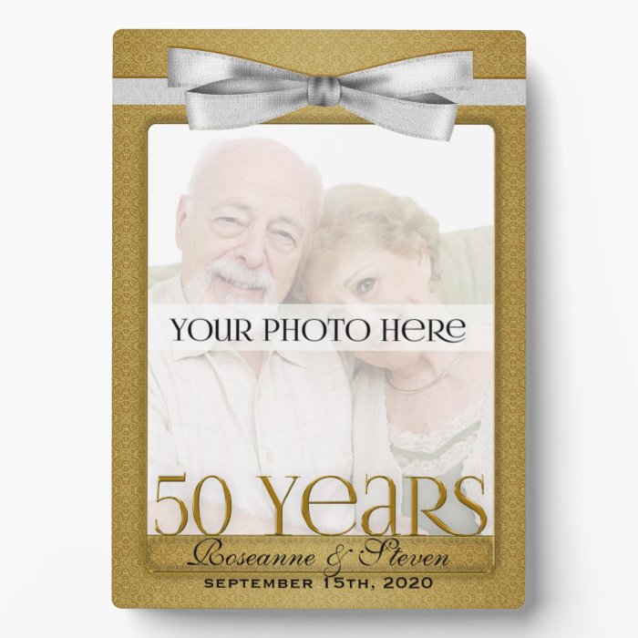 5x7 Golden 50th Wedding Anniversary Photo Frame Photo Plaque