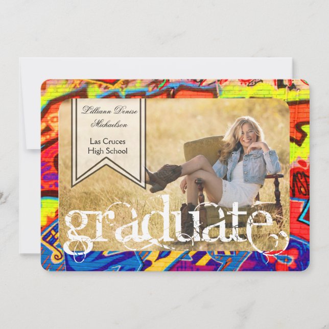 5x7 Graffiti Paint Air Brush Senior Announcement (Front)