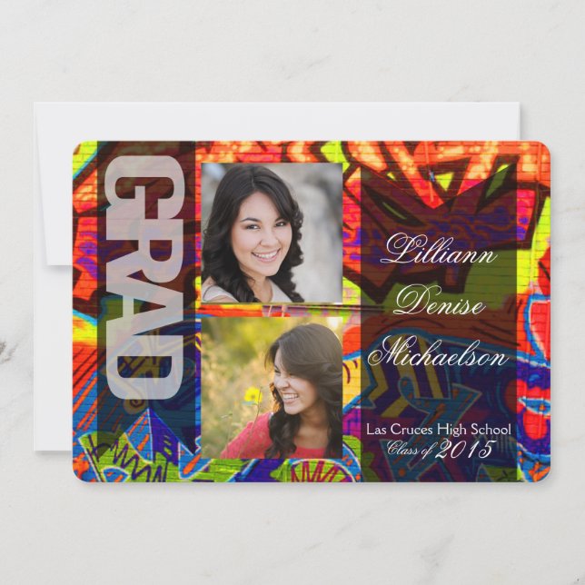 5x7 Graffiti Paint Air Brush Senior Announcement (Front)