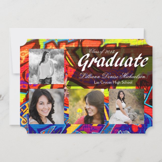 5x7 Graffiti Paint Air Brush Senior Announcement (Front)