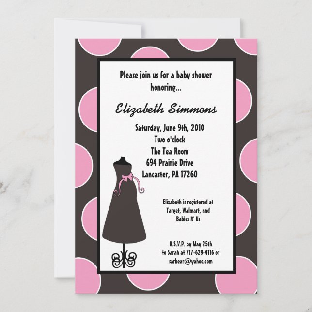 5x7 Gray Pink Silhouette Baby Shower Invitation (Front)