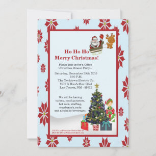 5x7 Green Red Reindeer Christmas Party Invitation