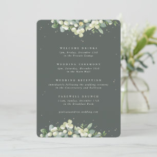 5x7 Green Snowberry+Eucalyptus Wedding Itinerary