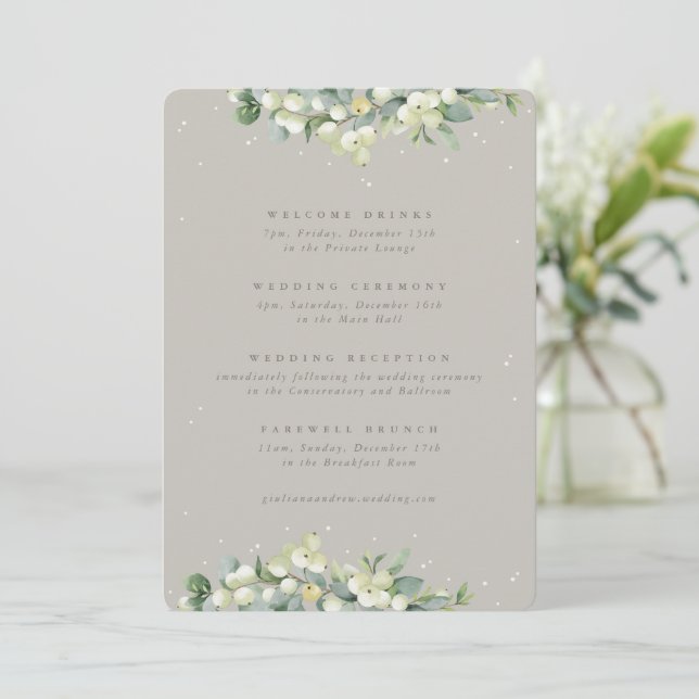 5x7 Greige Snowberry+Eucalyptus Wedding Itinerary (Standing Front)