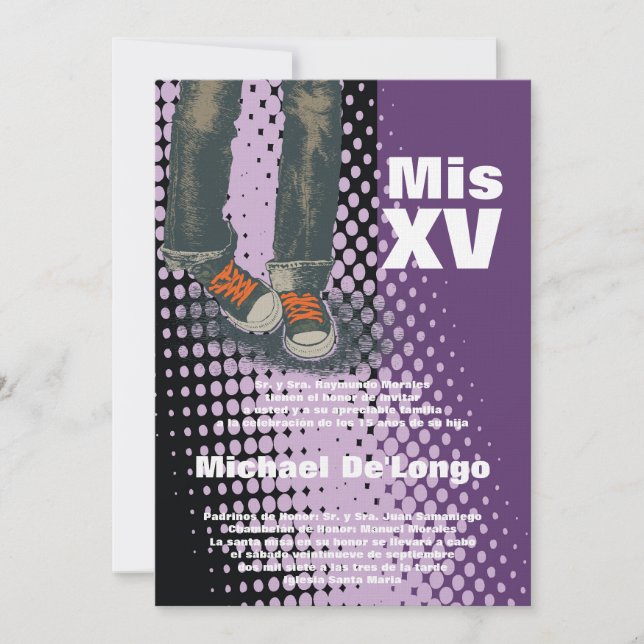 5x7 Grunge Sneaker Quinceanera Birthday Invitation (Front)