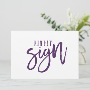 5X7 Guest Book Sign Brush Calligraphy (Plum) Invitation