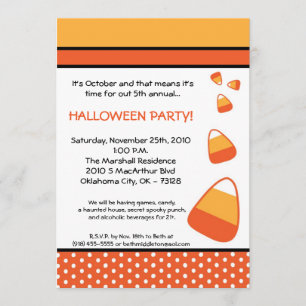 5x7 Halloween Candy Corn Halloween Invitation
