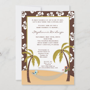 5x7 Hawaiian Hammock Toucan Baby Shower Invitation