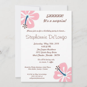 5x7 Hawaiian Hibiscus Flower Birthday Invitation