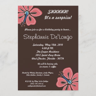 5x7 Hawaiian Hibiscus Flower Birthday Invitation